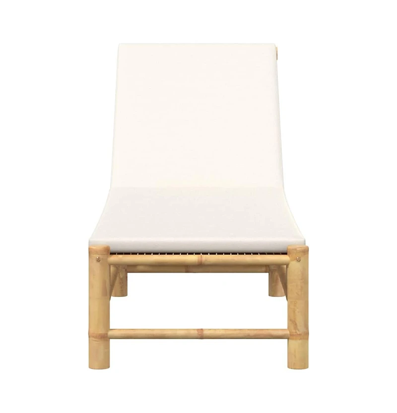vidaXL Sun Lounger Cream White Bamboo Standard Adjustable Armrests