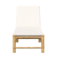 vidaXL Sun Lounger Cream White Bamboo Standard Adjustable Armrests