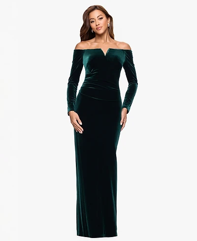 Xscape Velvet Off-The-Shoulder Gown