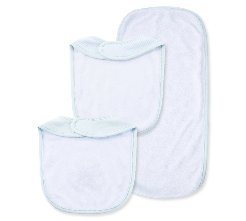 Little Me Baby Boys Cute Bear Bibs and Burp Cloth, Pack of 3