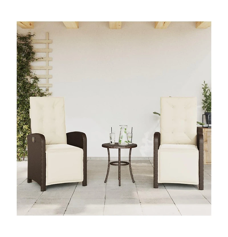 Reclining Garden Chair Set of 2 Brown