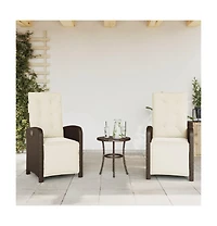 Reclining Garden Chair Set of 2 Brown