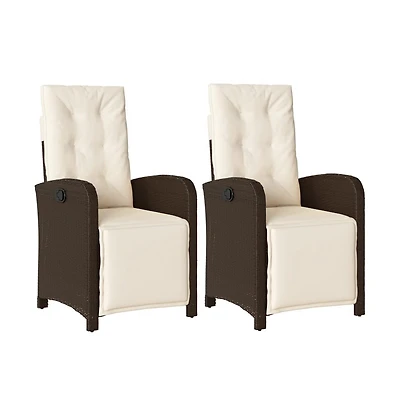 Reclining Garden Chair Set of 2 Brown