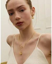 Ottoman Hands Garnet Heart Huggie Earrings