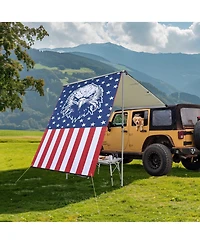 Yescom 4.4x6.6 Ft Vehicle Awning with Eagle Side Wall Roof Rack Pull-Out Sun Shade Camp