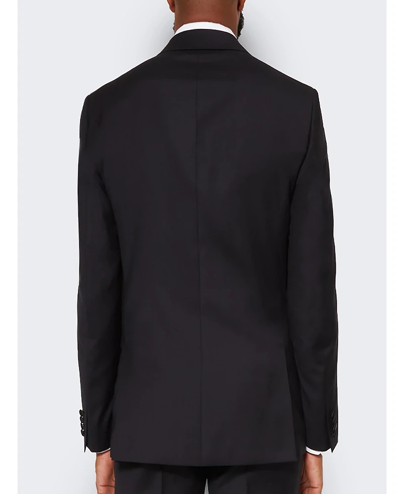 9tofive Men's Men s Black Wool Tuxedo Jacket with Satin Peak Lapels