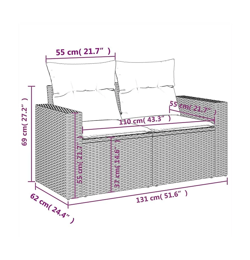 Garden Sofa Brown and cream white Pe rattan 2-seater Modular