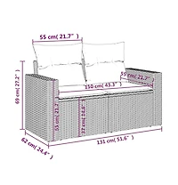 Garden Sofa Brown and cream white Pe rattan 2-seater Modular