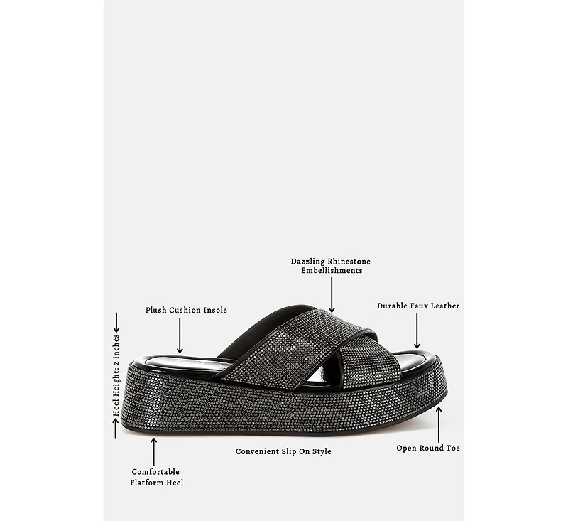 London Rag Adena Rhinestone Embellished Flatforms Women