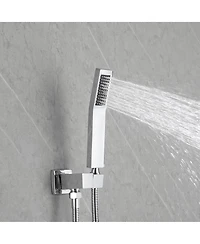 Rainsken Wall mounted shower system combo with hand shower, 12 inch shower head and tub spout, Silver