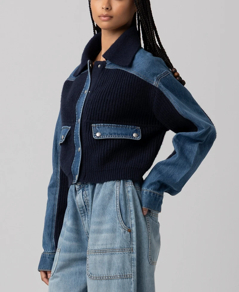 Blank Nyc Women's Mixed Media Long-Sleeve Sweater