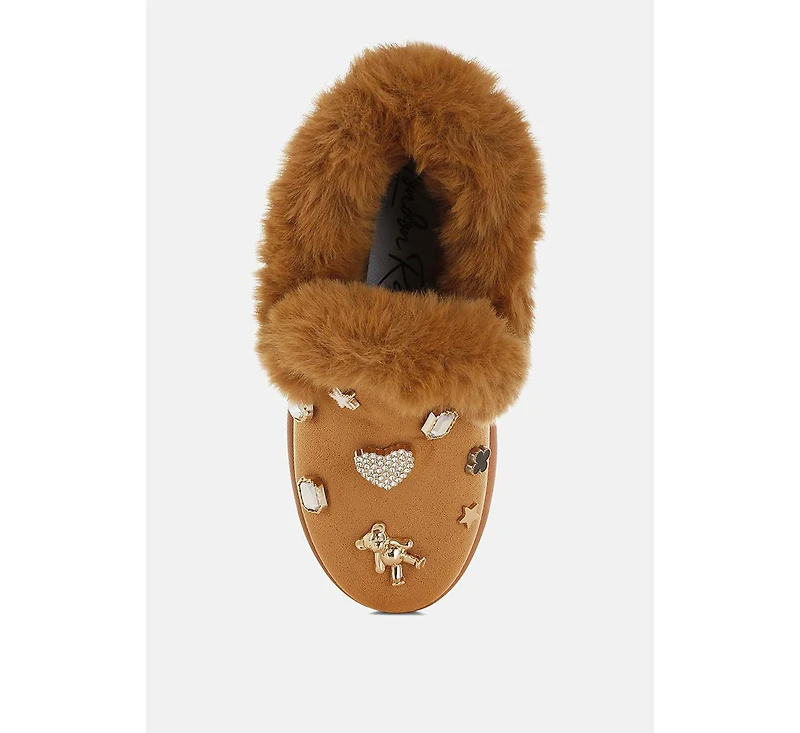 London Rag Zeta Charm Detail Slip On Snow Boots Women