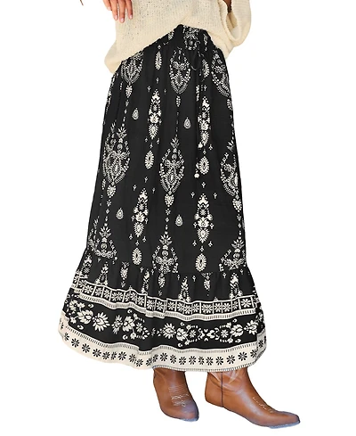 Cupshe Women's Moonbeam Ornate Maxi Skirt