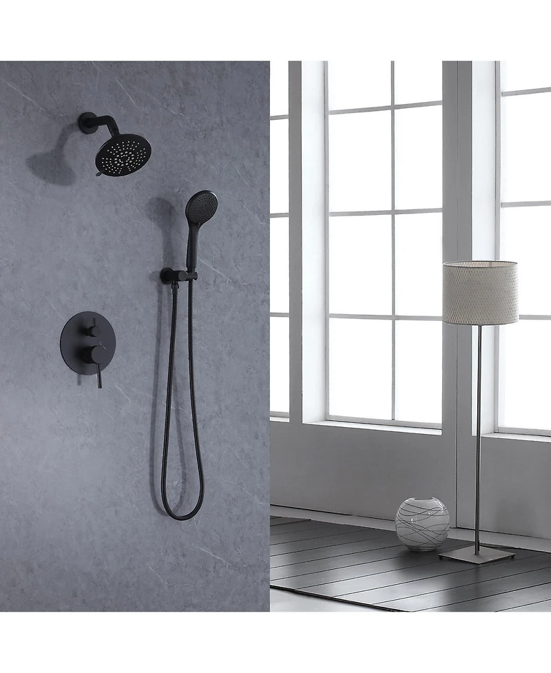 Single-Handle 2-Spray Round High Pressure Shower Faucet in Matte Black (Valve Included)