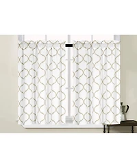 Kate Aurora Set of 2 Linen Colored Trellis Rod Pocket Kitchen Curtain Tiers