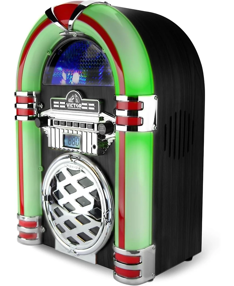 Victor Broadway Desktop Bluetooth Led Jukebox Speaker with Cd Player and Fm Radio - Black
