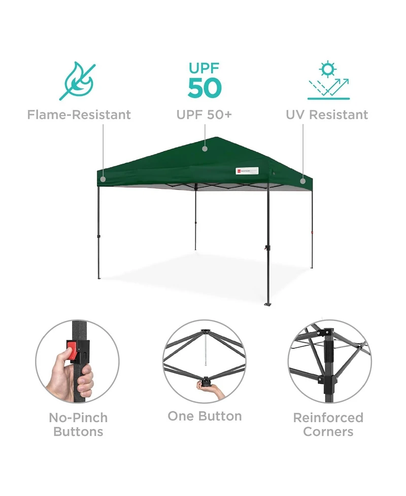 Best Choice Products 12x12ft Easy Setup Pop Up Canopy w/ 1-Button Setup, Wheeled Case, 4 Weight Bags