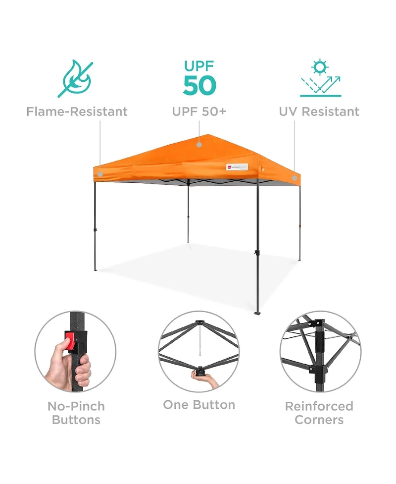 Best Choice Products 12x12ft Easy Setup Pop Up Canopy w/ 1-Button Setup, Wheeled Case, 4 Weight Bags
