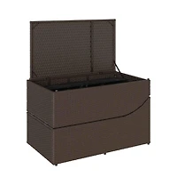 vidaXL Folding Sun Lounger with Cushion and Storage Brown Poly Rattan