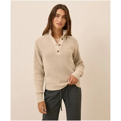 Pact Women's Luxe Knit Henley Sweater