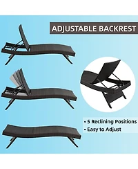 Chic Crate - Waterproof 2-Person Outdoor Chaise Lounge Set, Lightweight Black Patio Furniture - All-Weather Comfort