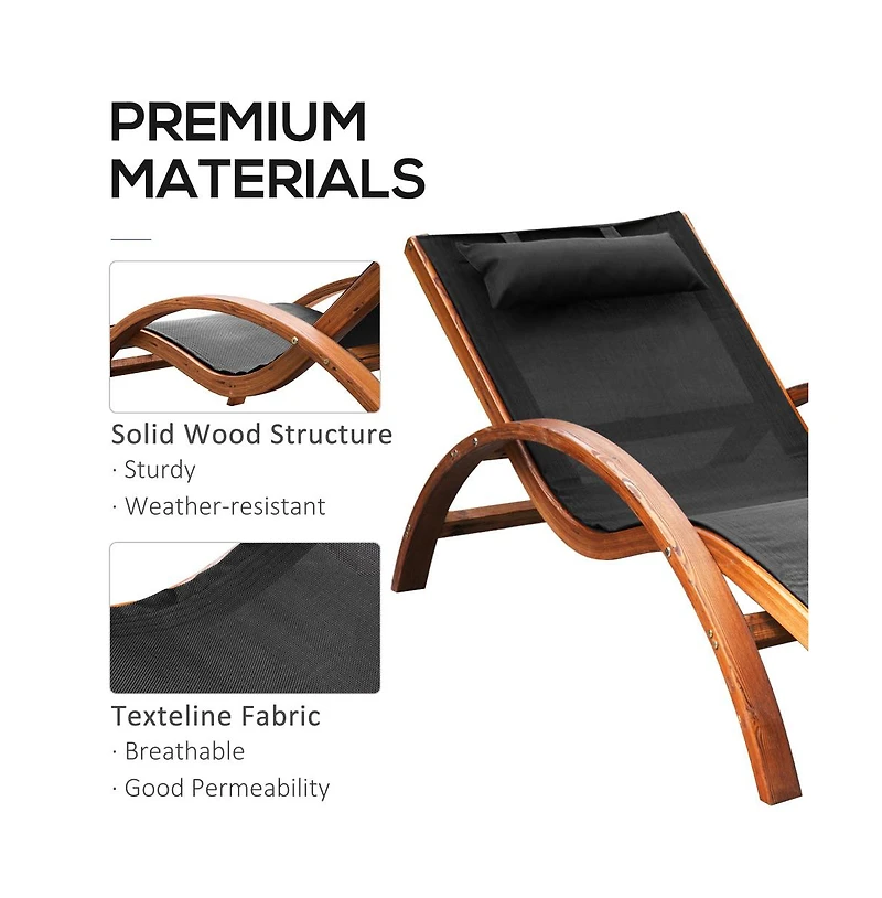 Chic Crate - Black Outdoor Chaise Lounge Chair with Breathable Sling Mesh and Comfortable Curved Design for Patio Relaxation
