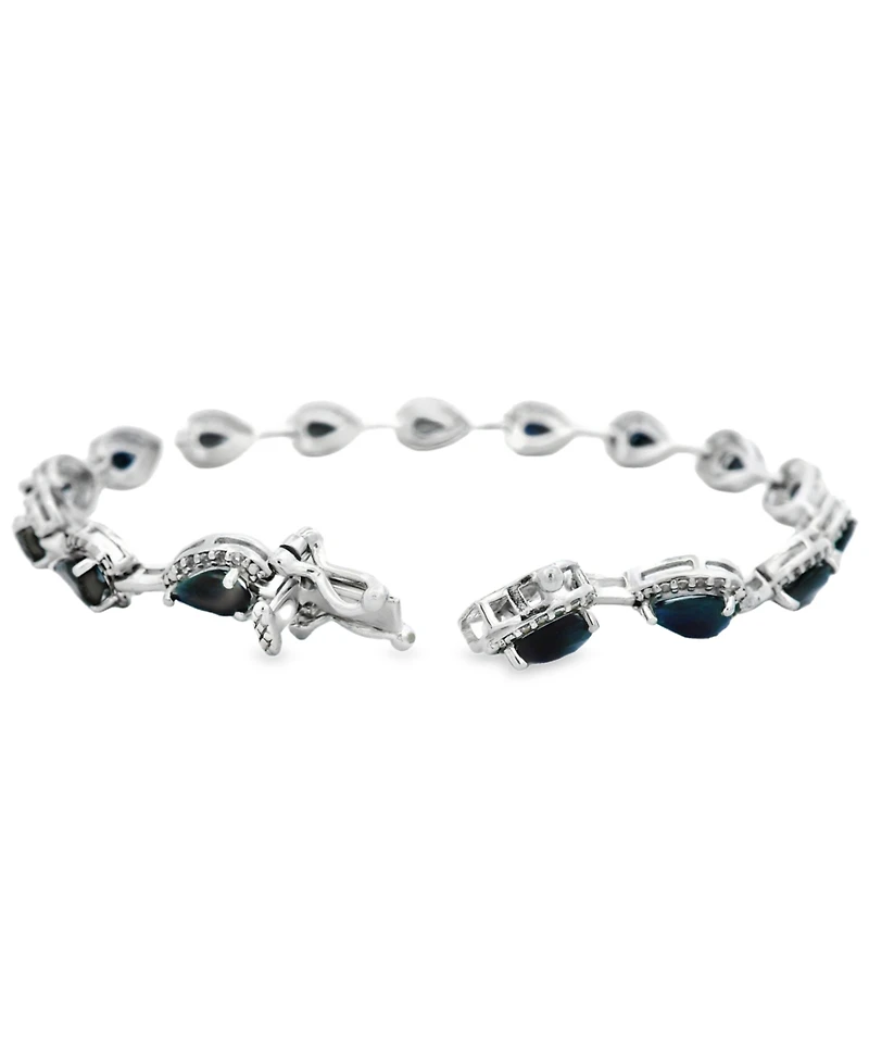 Macy's Pear Sapphire (8 ct. t.w.) and White Sapphire Bracelet (0.04 ct. t.w.) in Sterling Silver
