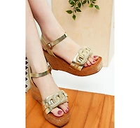 London Rag Emelda Chain Link Detail Wedge Sandals Women