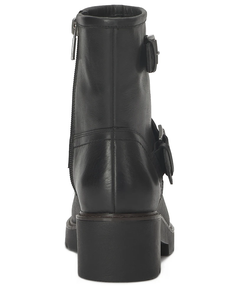 Lucky Brand Women's Migyn Buckle Round Toe Moto Lug Sole Booties
