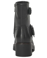 Lucky Brand Women's Migyn Buckle Round Toe Moto Lug Sole Booties