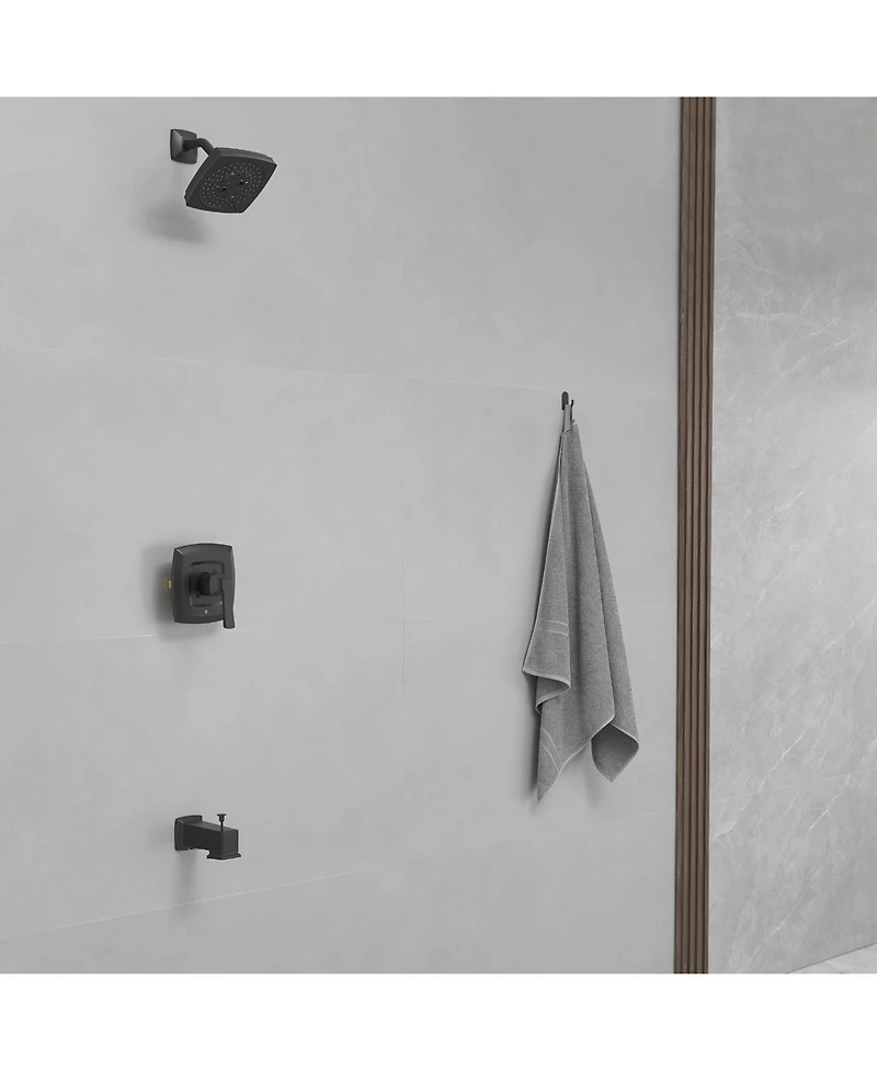 Single Handle 2-Spray Rainfall Square Shower Faucet Set 1.8 Gpm with Tub Spout Combo High pressure in Brushed Gold