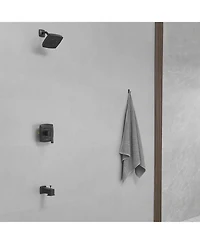 Single Handle 2-Spray Rainfall Square Shower Faucet Set 1.8 Gpm with Tub Spout Combo High pressure in Brushed Gold