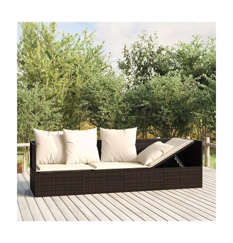 Outdoor Lounge Bed Brown, Cream White