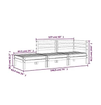vidaXL Garden Sofa Wax Brown Solid Pine Wood 3-Seater Modular