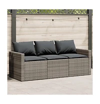Garden Sofa Gray Pe Rattan 3-Seater Uv-resistant materials