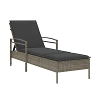 Sun Lounger Grey Poly Rattan, Powder-Coated Steel And over