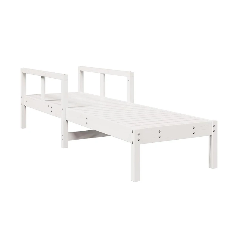 Sun Lounger White Solid Pine Wood 78.5x24.4x21.7 in