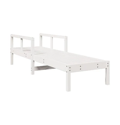 Sun Lounger White Solid Pine Wood 78.5x24.4x21.7 in