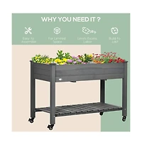 Chic Crate Outsunny Elevated Wooden Planter Box with Wheels