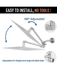 Rainsken Brushed nickel 10" Square Rainfall & High Pressure Stainless Steel Bath Shower head