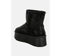 Xoras Chunky Rhinestones Ankle Boots Women