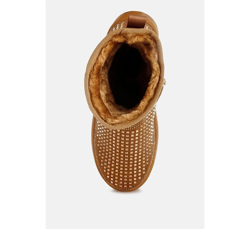 Xoras Chunky Rhinestones Ankle Boots Women