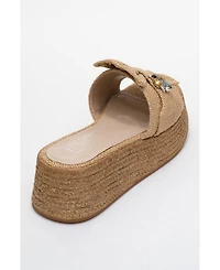 Prologue Shoes Shara Braided Bow & Bee Buckle Platform Sandal (Women)