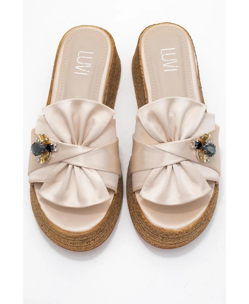 Prologue Shoes Shara Braided Bow & Bee Buckle Platform Sandal (Women)