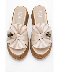 Prologue Shoes Shara Braided Bow & Bee Buckle Platform Sandal (Women)