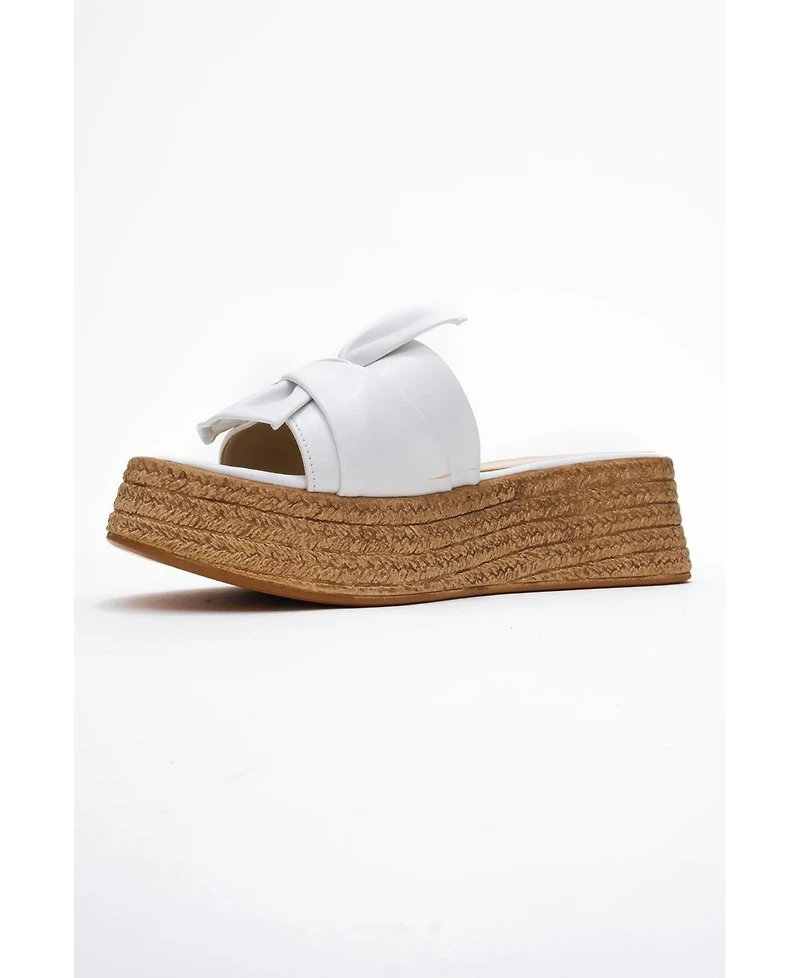 Prologue Shoes Shara Braided Bow & Bee Buckle Platform Sandal (Women)