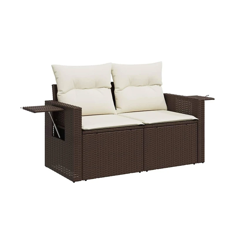 vidaXL Garden Sofa Brown Poly Rattan 2-seater Foldable Garden Sofa