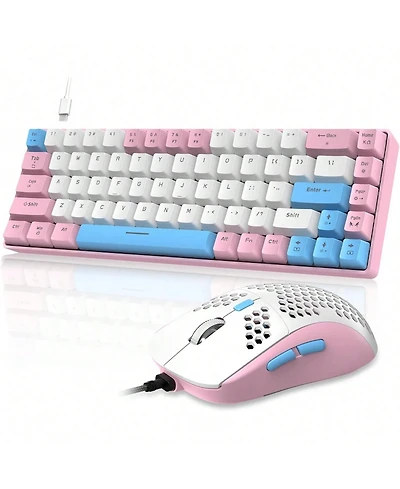 60% Rgb Gaming Keyboard And Mouse Combo - Wired Mechanical Keyboard, 68 Keys Tkl Compact Mini Layout, Gaming Mouse, Up To 6400 Dpi For Pc Gamer
