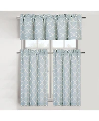 GoodGram Luxurious Turquoise Geometric Shabby 3 Piece Kitchen Curtain Tier & Valance Set
