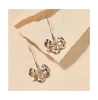 Sohi Metallic Semi Flora Drop Earrings